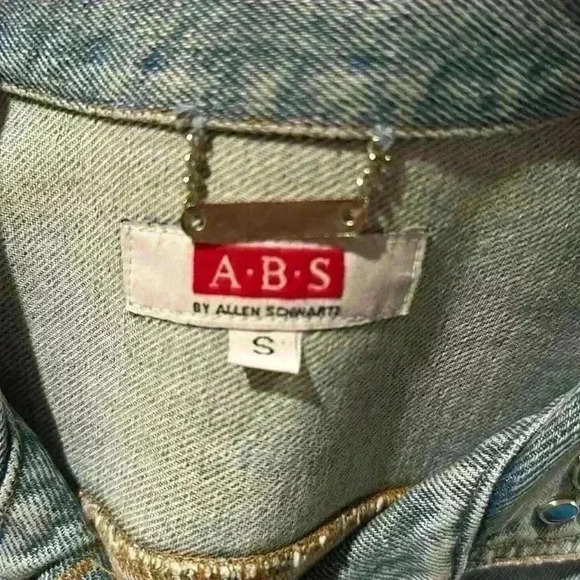 ABS by Allen Schwartz light washed with colorful stone jean jacket size small - Picture 6 of 15
